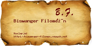 Biswanger Filomén névjegykártya